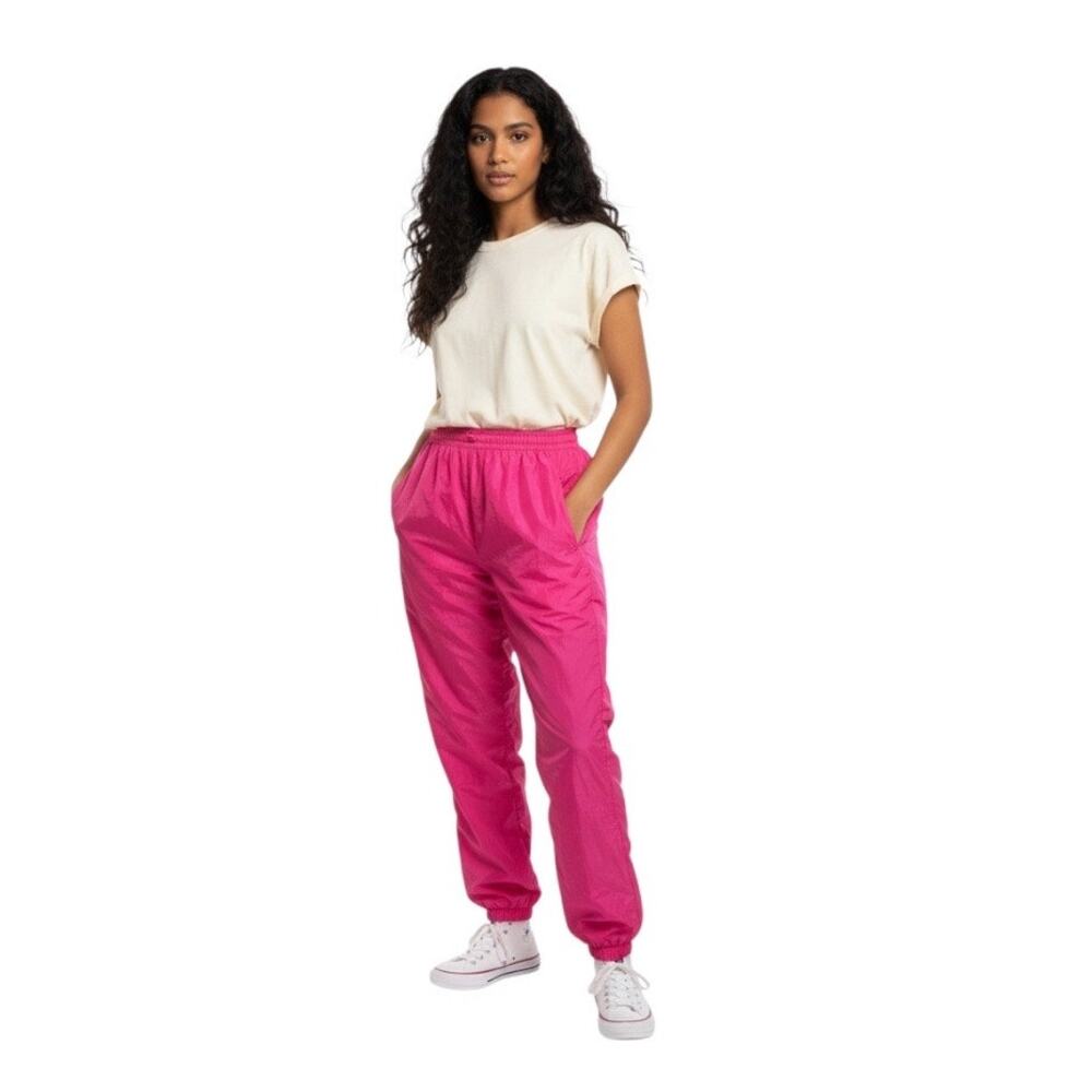 Vtg Pearl River Clothing Co Pink Nylon Track Jogger Pants Youth L 14/Womens XSP - Picture 1 of 8